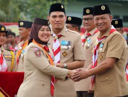 Apel Besar Hari Pramuka ke-64, Kakanwil Ditjenpas Lampung Terima Lencana Pancawarsa Il